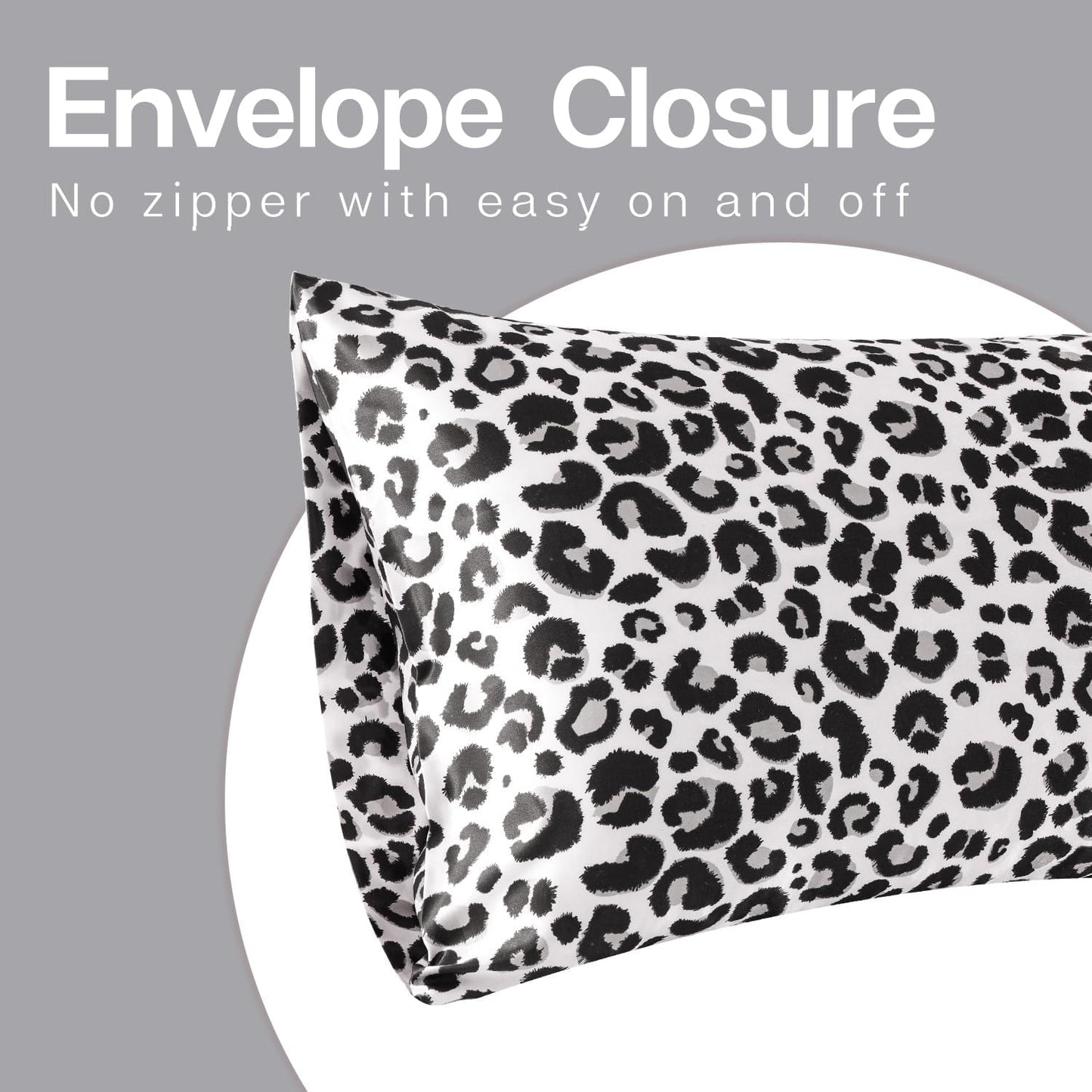 MR&HM Satin Pillowcase for Hair and Skin, Silk Satin Pillowcase 2 Pack, Queen Size Pillow Cases Set of 2, Silky Pillow Cover with Envelope Closure (20x30, White Leopard)