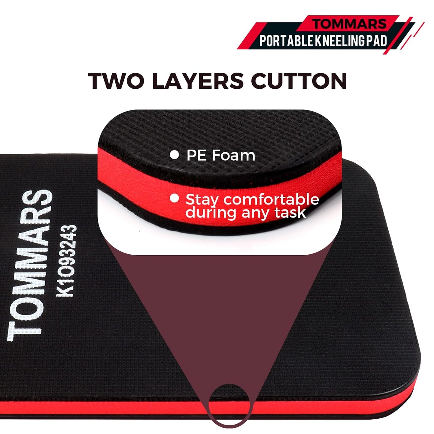 TOMMARS 0.9" Thick Kneeling Pad, Comfortable Foam Knee Pads Cushion Mat for Gardening, Yardwork, Workshop Repairing