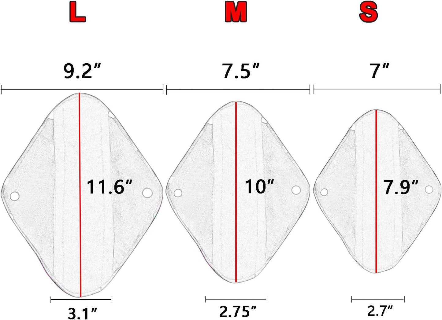 Teamoy 10pcs Cloth Panty Liners, Reusable Sanitary Pads with Wet Bag, Washable Cloth Menstrual Pads with Charcoal Absorbency Layers (Plant Styles, 3pcsx7.9 Purple+4pcsx10 Blue+3pcsx11.6 Brown)