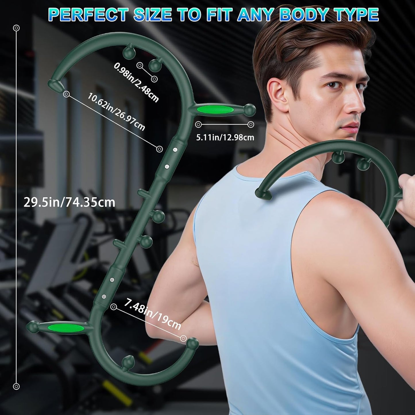 KEINE MARKE Trigger Point Massage Tool, Back Massage Tool, Pressure Point Massage Tool, Handheld Back, Neck, Shoulder, Leg and Feet Massage Hook for Men & Women (Forest Green)