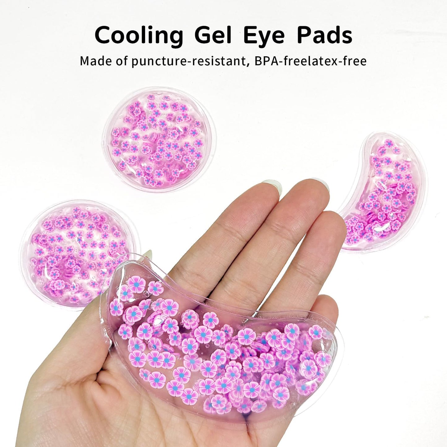 4PCS Gel Eye Ice Pack Set, Cold & Hot Compress, Reusable Cooling Gel Pads for Strain Relief, Relaxation, SPA and Sleep (4 Purple Flowers-2)