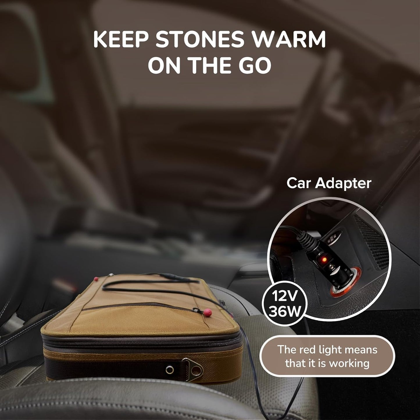 Portable Massage Stone Warmer Electric Spa Bamboo Massage Heater Professional Portable Salon Case with 12 Bamboo Sticks (Bag with 12 Sticks)