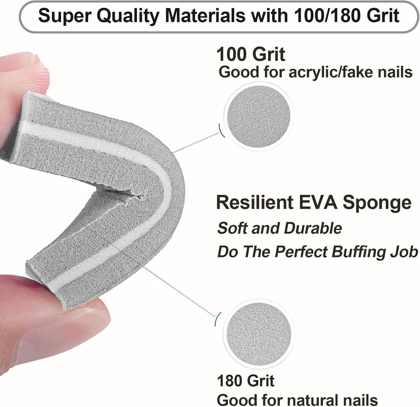 Nail Buffers (30 Pack), Buffer Block Nail File for Acrylic Nails and Natural Nails, 100/180 Grit Small Nail Buffer Block Bulk Buffing Blocks for Nail Buff Professional Manicure File Blocks Set Gray