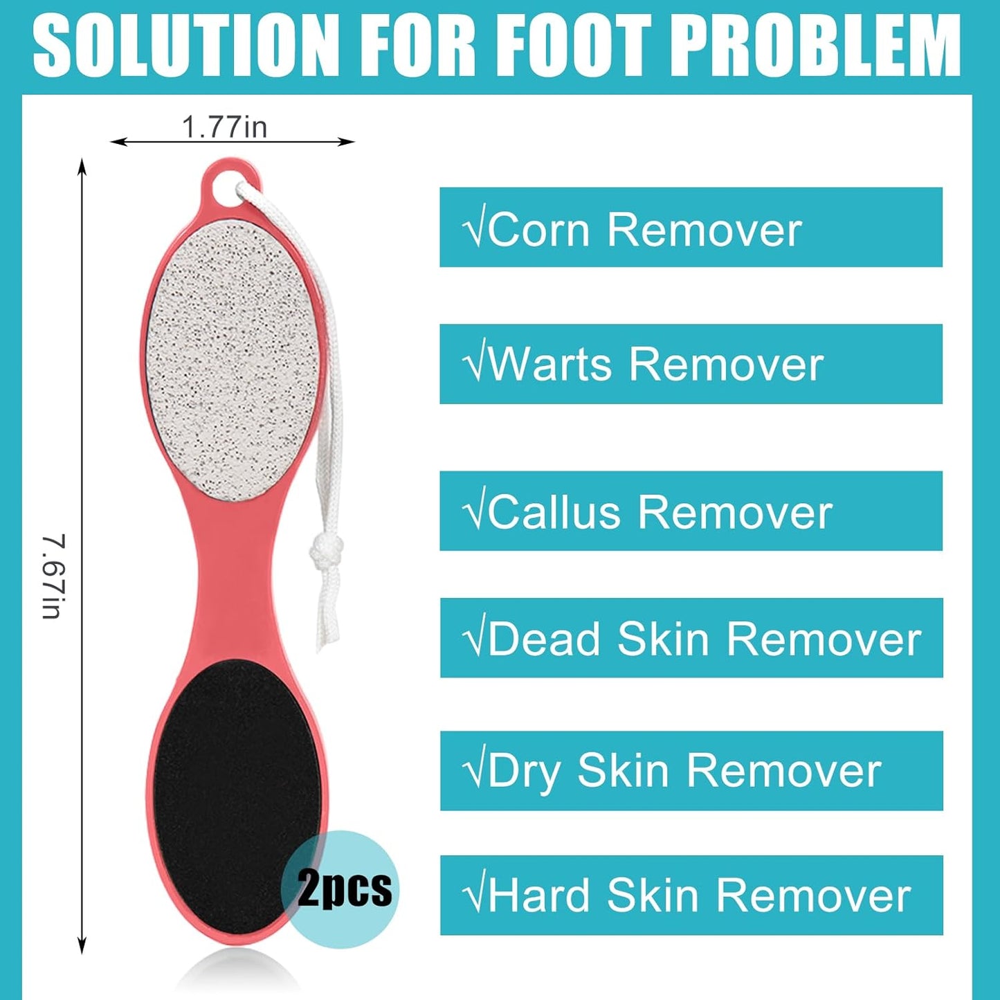 Foot File Callus Remover-2 Pcs 4 in 1 Foot Scrubber Dead Skin Remover for Feet,Pumice Stone, Foot Rasp and Sand Paper for Home Foot Care,Foot Brush for Shower (Red Pedicure Foot File)