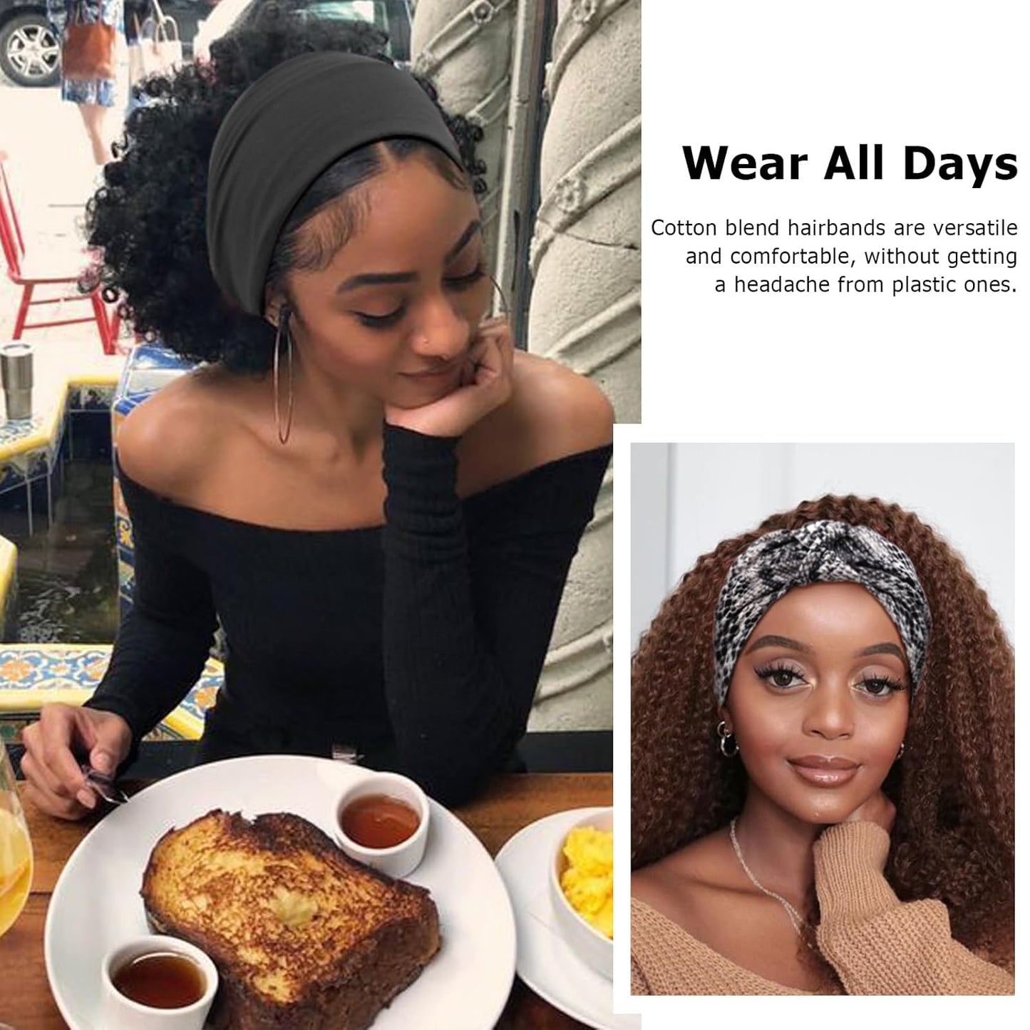 DRESHOW 4 Pack Turban Headbands for Women Wide Vintage Head Wraps Knotted Cute Hair Band Accessories