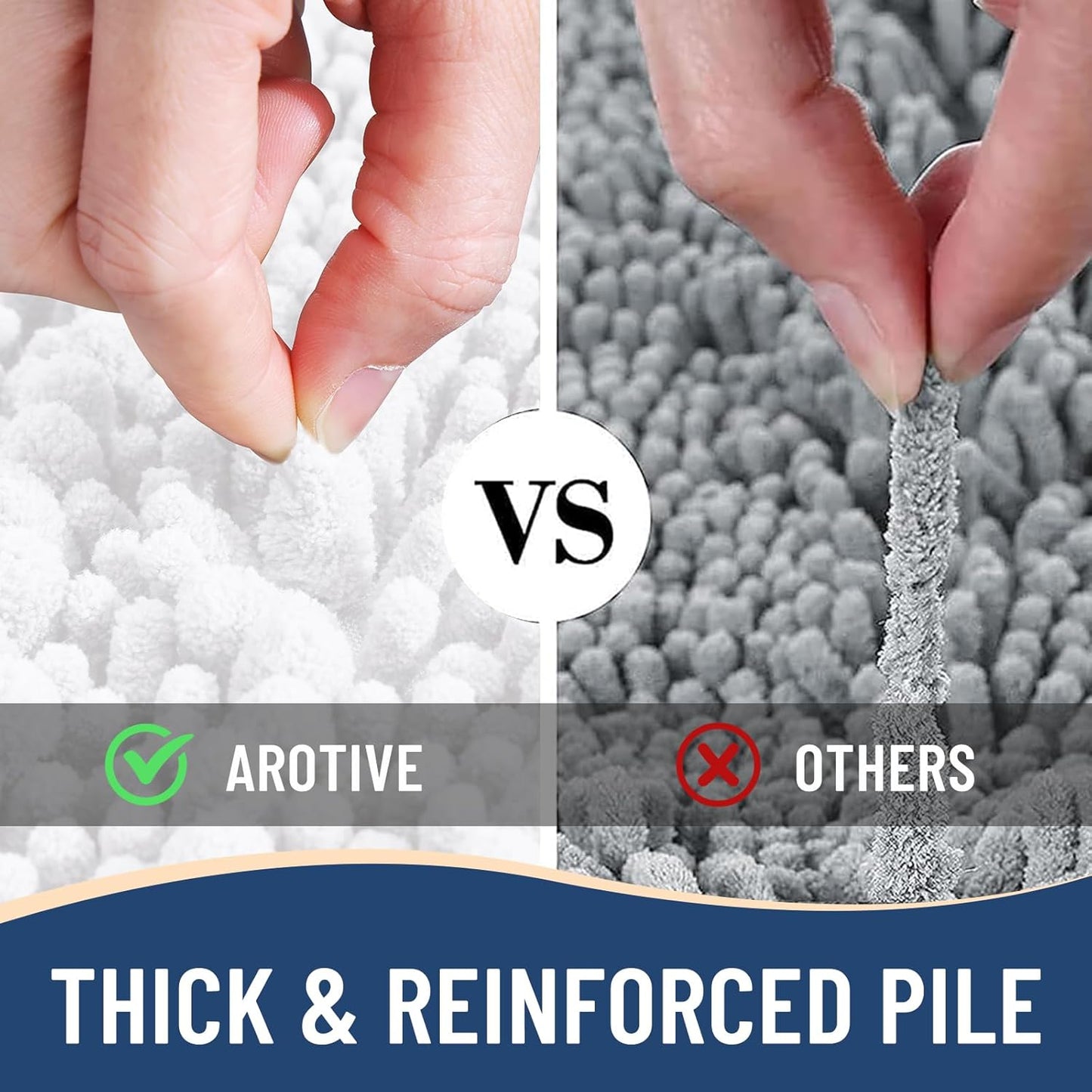 Arotive Luxury Round Chenille Bathroom Rug Mat, Extra Soft Thick Absorbent Shaggy Bath Rugs, Non-Slip Machine Wash Dry Plush Bath Mats for Bathroom, Shower and Tub, 24x24, White