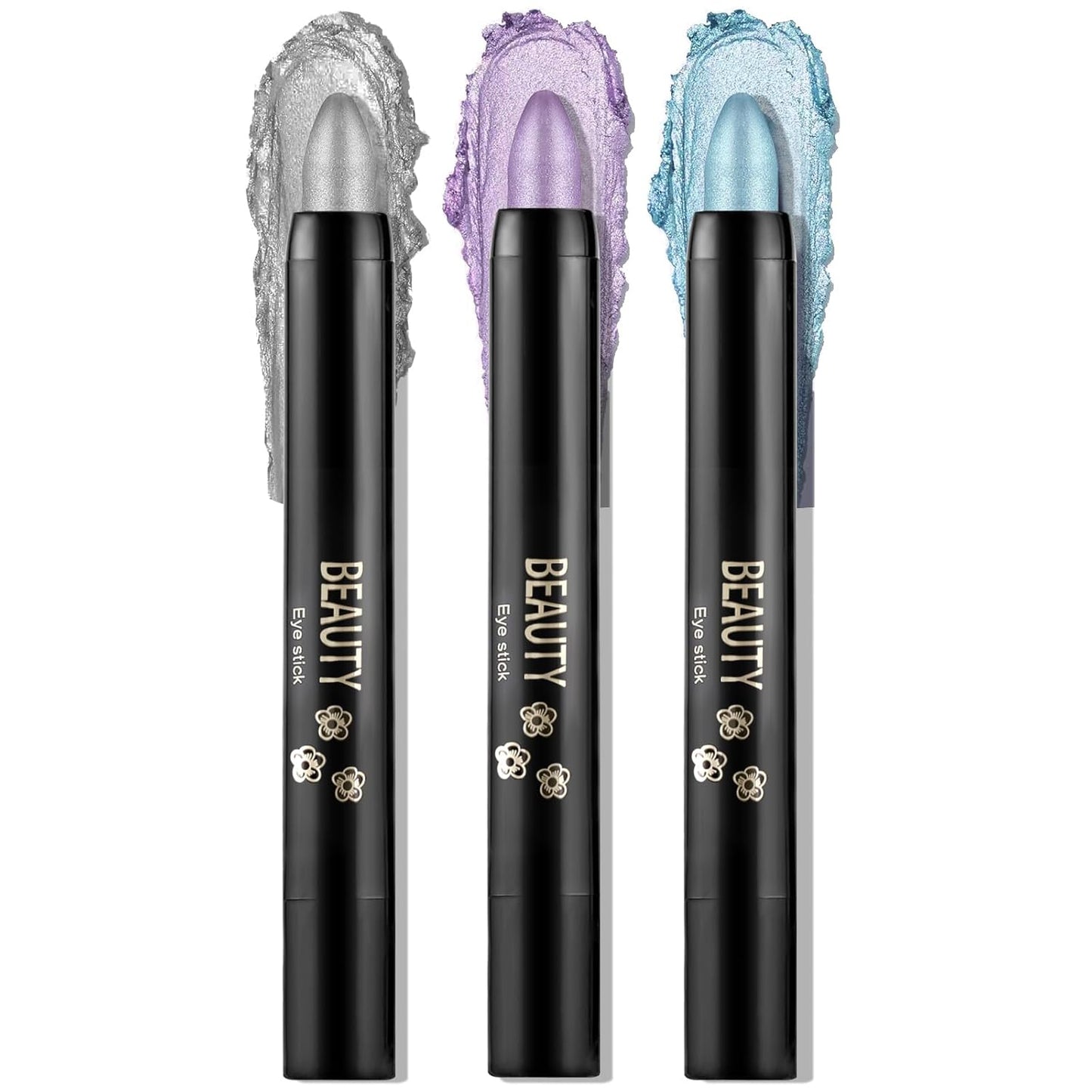 Boobeen 3PCS Cream Eyeshadow Pencil Crayon Waterproof Brightener Stick Shimmer Pen Create Glitter Eye Makeup, Easy to Use