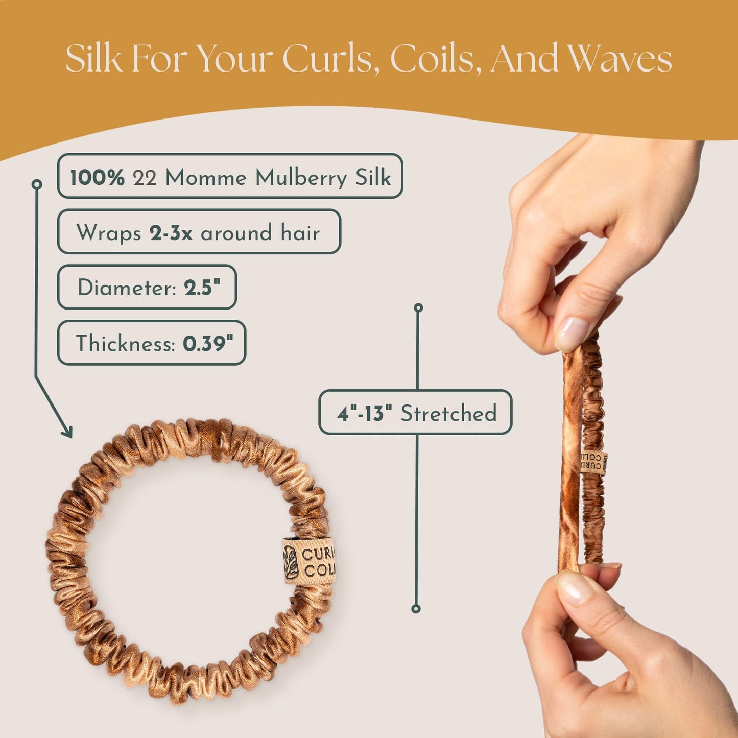 Authentic Mulberry Silk Skinny Hair Match Scrunchies for Women, Anti Breakage Hair Ties for Curly Thick & Thin Hair, 100% Silk for Buns & Ponytail, Strawberry/Auburn (4 Pack)