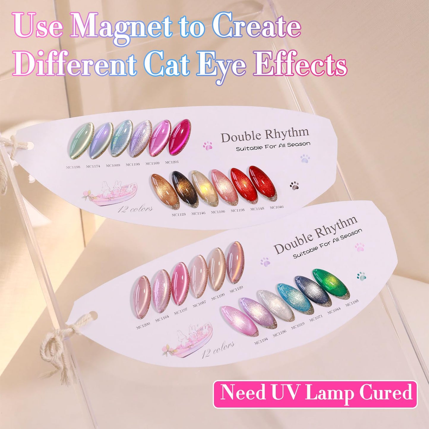 Double Rhythm 28Pcs 0.5Oz Cat Eye Gel Nail Polish Set Same Color Same Bottle Soak Off Magnetic Gel Polish Kit Nail Art Manicure Salon DIY at Home (Silver Gold Red Black-T24-7)