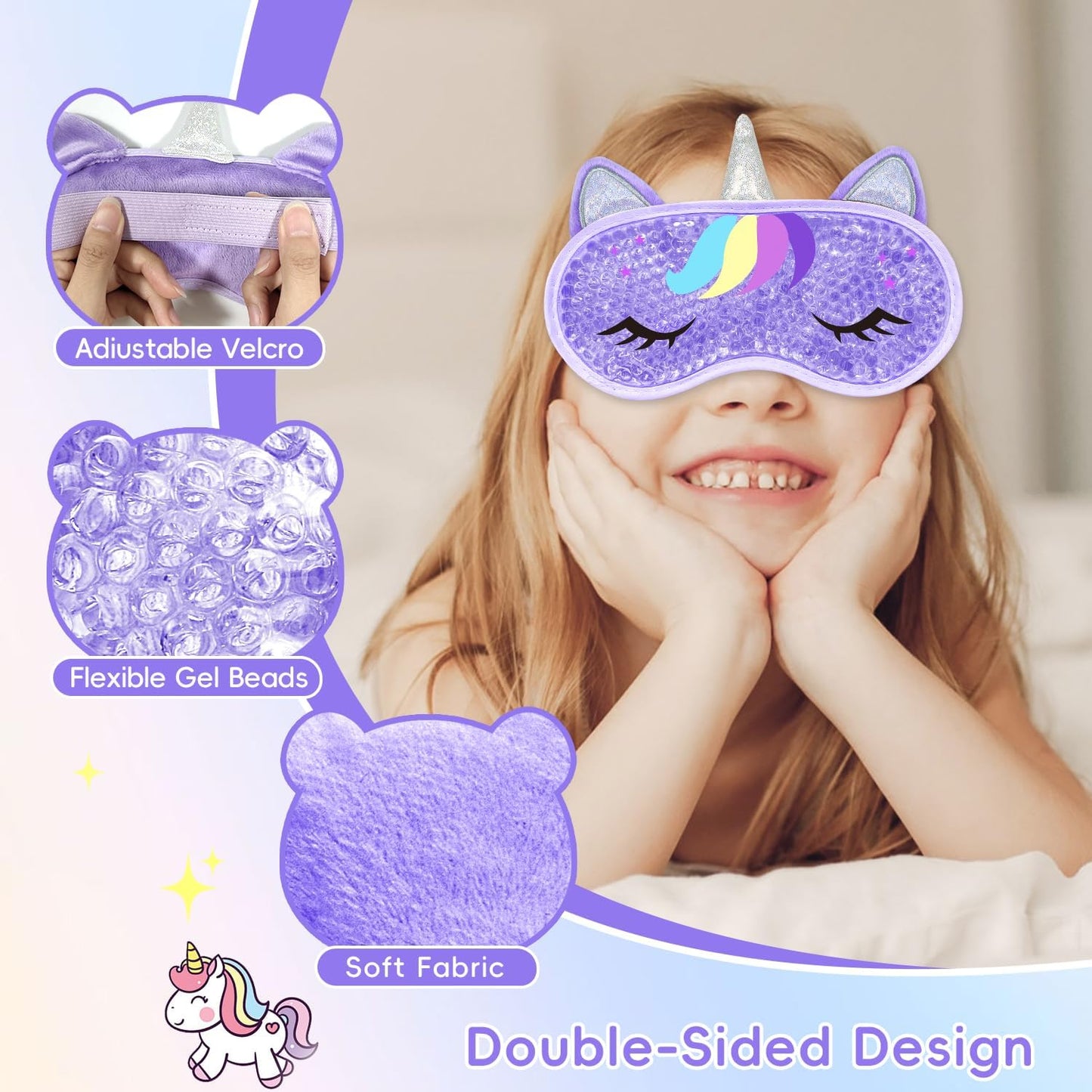 Cooling Eye Mask and Sleep Mask Cover Rainbow Girls Birthday Cute Gifts Teens Women, Cold Warm Compress for Dry Eyes Spa at Home Travel Plush Blindfold Sleeping