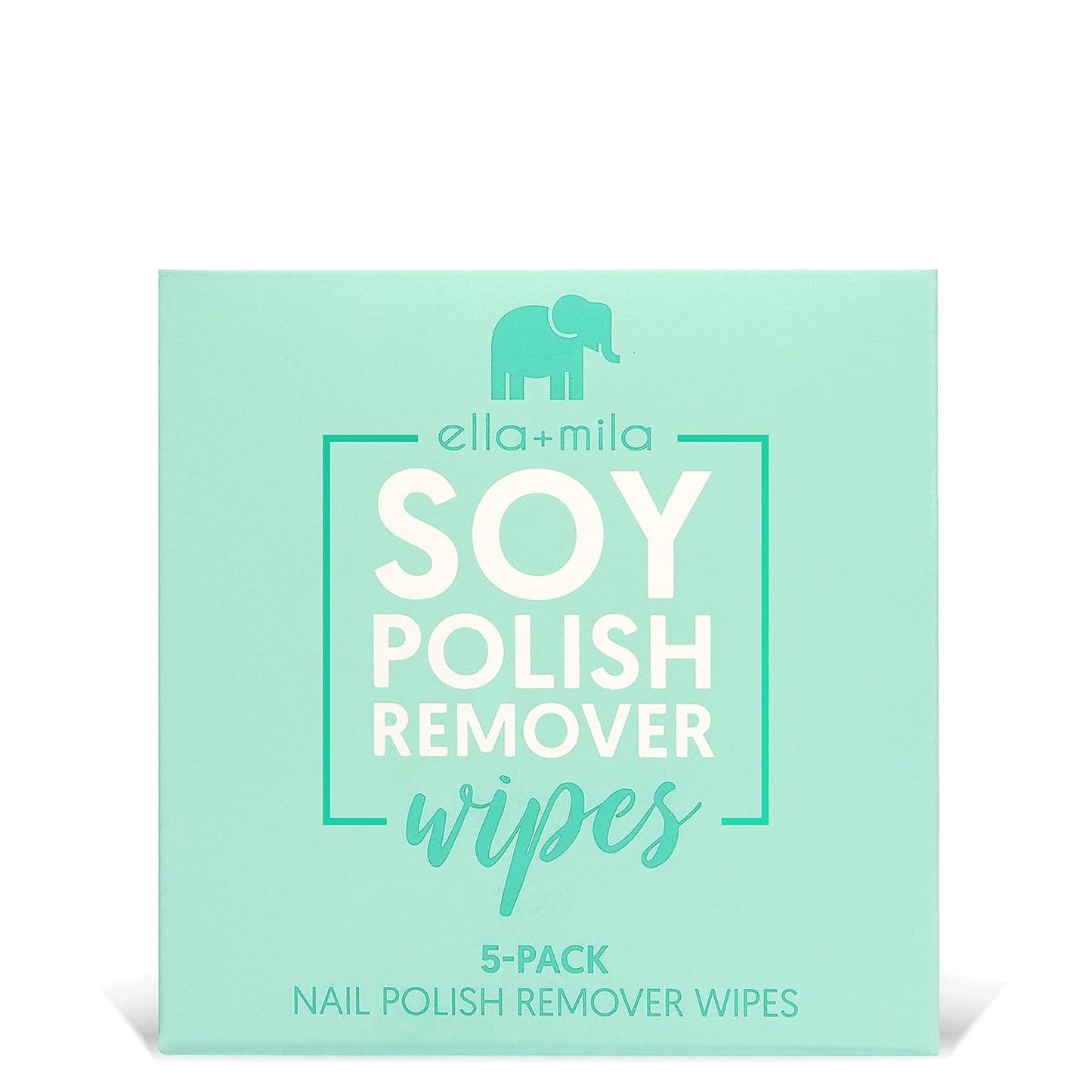 ella+mila Soy Nail Polish Remover Wipes Non-Acetone Lint Free Nail Wipes - Non-Toxic Fingernail Polish Remover - Unscented & Enriched with Vitamins A,C & E (5 Pack)