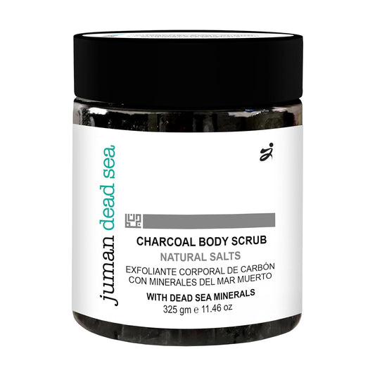 Juman Dead Sea Minerals Activated Charcoal Body Scrub with Chamomile Extract | Detoxifies and Renews Skin | SlS & Paraben Free | Vegan | 11.46 Oz