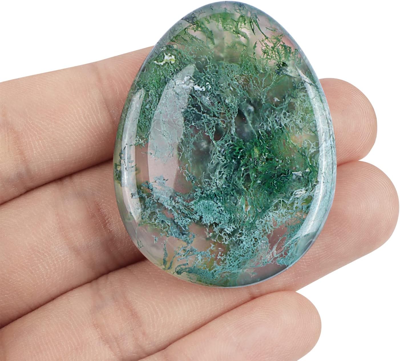 Artistone Moss Agate Crystal Chakra Thumb Worry Stone Teardrop Reiki Healing Stone Pocket Palm Stones for Anxiety Stress Relief Meditation Therapy Geometry Home Decor