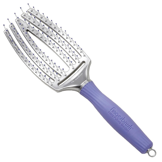 Olivia Garden Fingerbrush - Ionised Nylon Bristles - Medium Size - Purple Silver