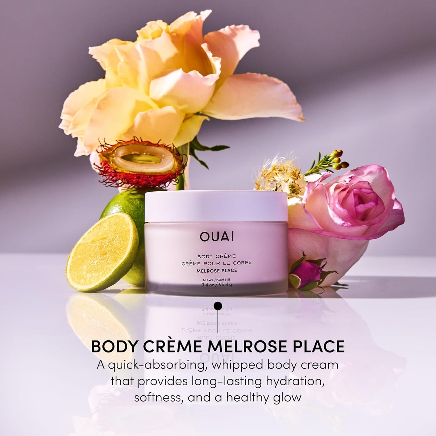 OUAI Body Cream Travel Size, Melrose Place - Hydrating Whipped Body Cream with Cupuaçu Butter, Coconut Oil & Squalane - Softens Skin and Delivers Healthy-Looking Glow - Sulfate Free Skin Care (3.4 Oz)