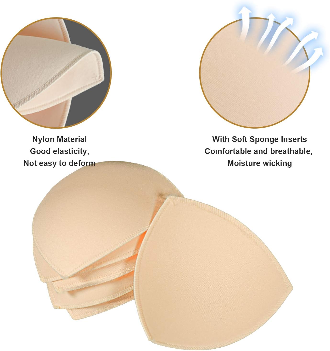 Bra Pad Insert,Removable Sport Bra Cup Triangle Breathable & Reusable Bra Pad for Yoga Bra,Swimsuits,Bikini
