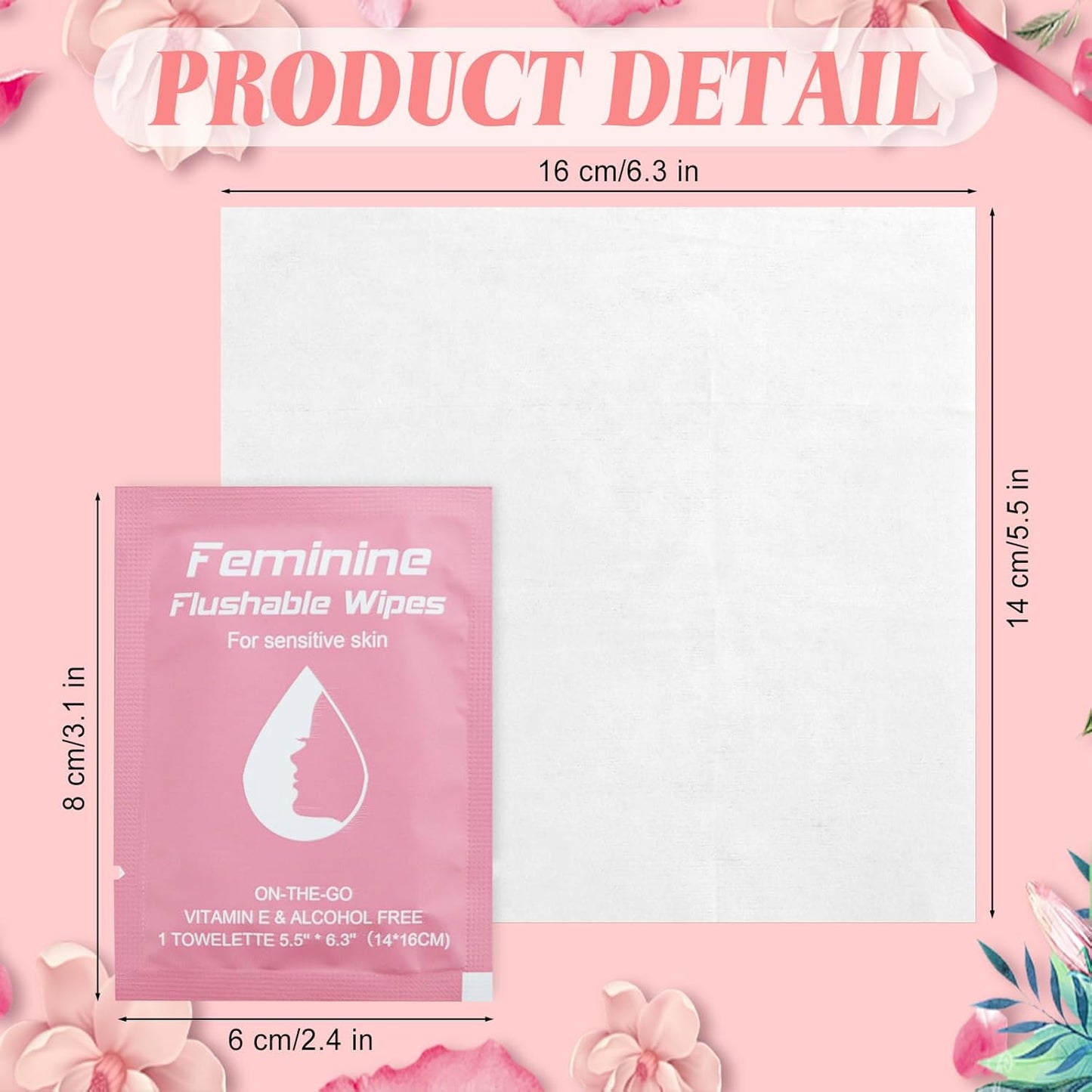 400 Feminine Wipes Flushable Travel Individually Wrapped,Travel Wipes for Women,Feminine Care Wet Wipes Travel Size Vaginal Wipes for Adult, Girl and Homeless