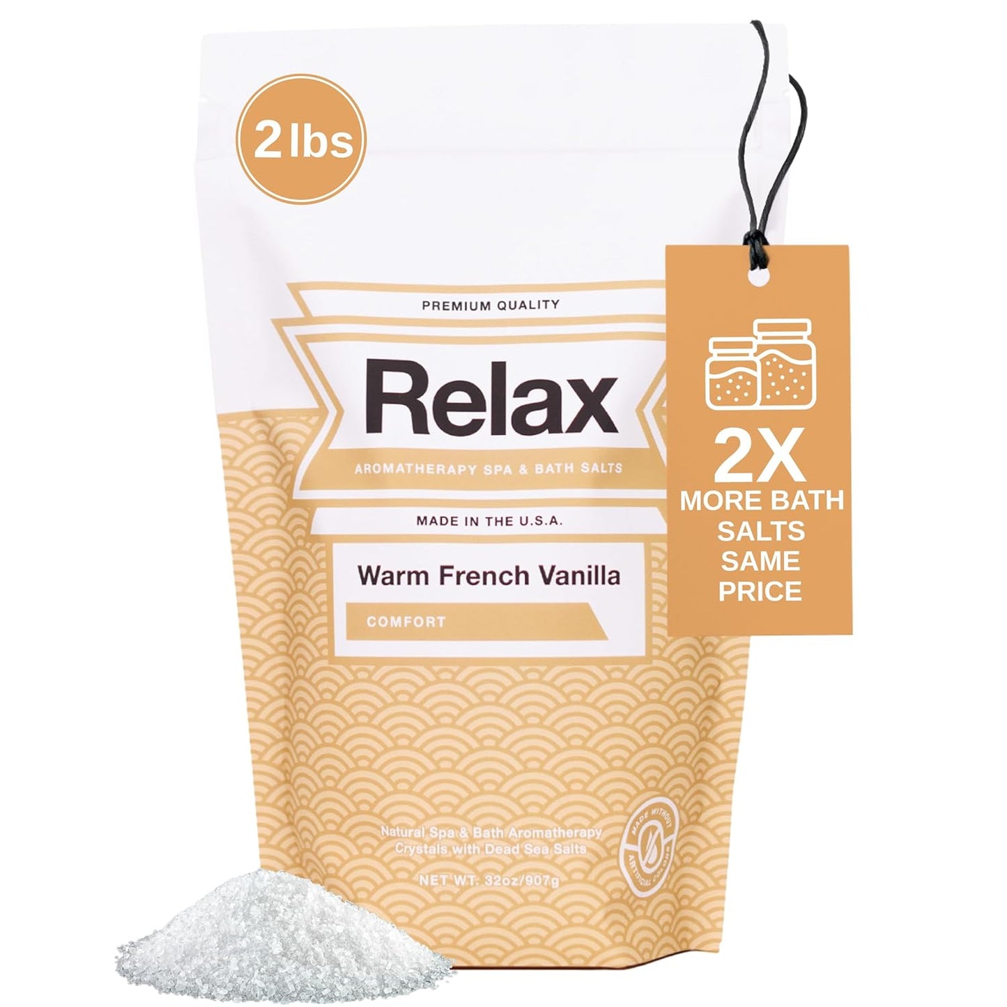 Relax Spa & Bath, Epsom & Dead Sea Salts, Aromatherapy Bath Salts for Hot Tub, Bath, or Spa, Infused with Magnesium, Warm French Vanilla Scent