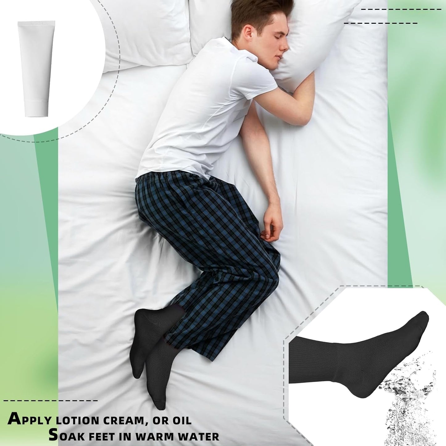 4 Pairs Cotton Soft Eczema Socks Black Hydrating Moisturizing Therapy Cotton Socks Eczema Relief for Adult Wet Wrap Non Itch Soft Feet Treatment