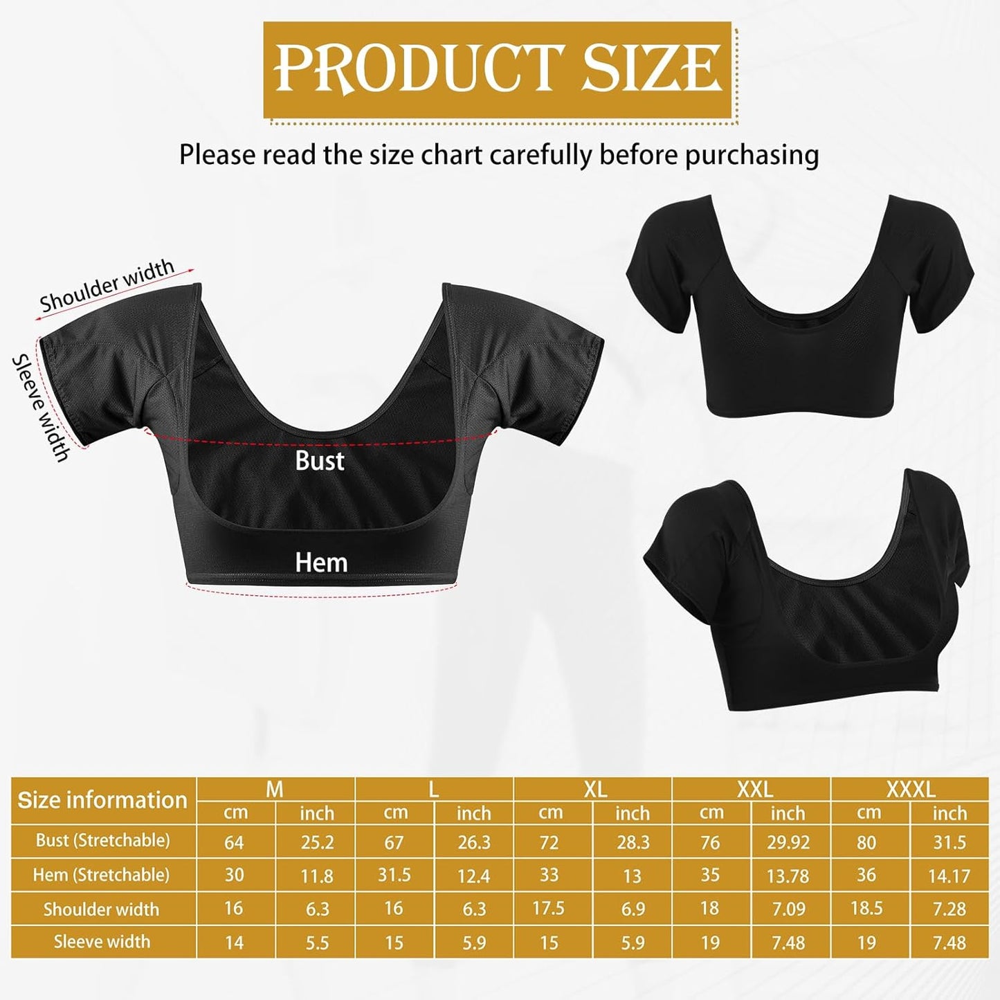 Zhanmai 3 Pcs Underarm Sweat Vest Armpit Sweat Proof Pads for Under Armpits Underarm Proof Pads for Women