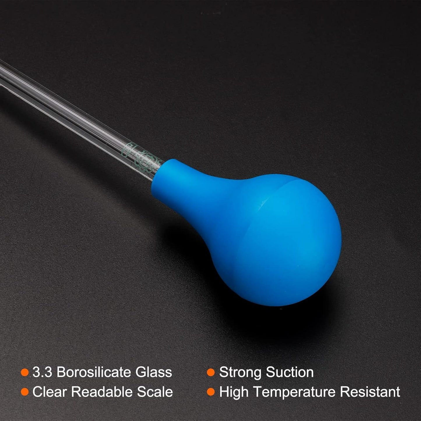 PATIKIL Graduated Dropper Pipettes Kit, 0.5ml Borosilicate Glass Pipette with Rubber Cap for Transfer Liquid for Lab, Chemistry, Clear