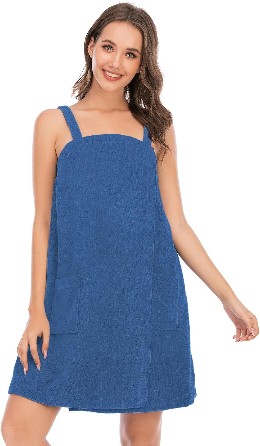 Veseacky Women Bath Wrap Towel for Womens Shower with Pocket Adjustable Spa Robe & Facial Headband