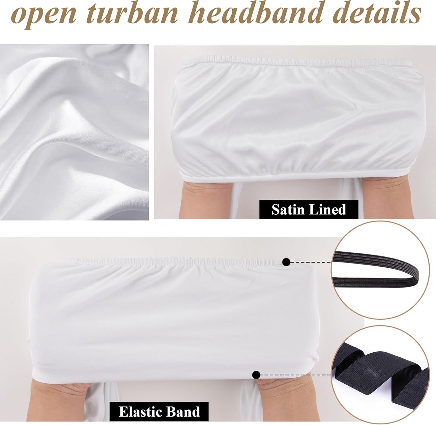 Satin Lined Open Turban Headband Mens Sweatband Sports Headband for Running,Cycling,Basketball,Yoga,Fitness Workout Stretchy Unisex Hairband