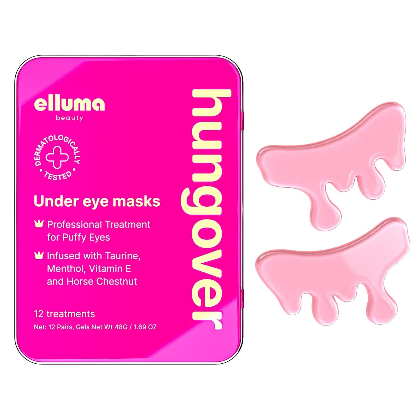 Under Eye Patches 12 Pairs of Themed Hydrogel Eye Gel Pads - For Puffy Eyes and Dark Circles, Under Eye Bags, Wrinkles - Hungover Set with Menthol & Taurine