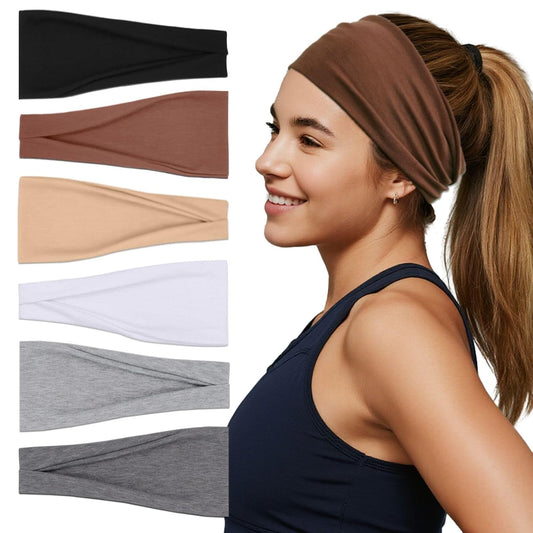 Headbands For Women Headband Elastic Soft Head Bands For Women's Hair Accessories Womens Fashion Yoga Workout Running Fabric Hair Band 6 Pcs
