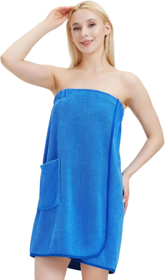 Womens Bath Body Wrap Towel Lightweight Shower Spa Wrap Robe Adjustable Closure Bathrobe