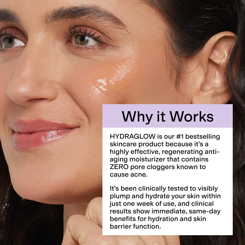 CLEARSTEM - HYDRAGLOW Stem Cell Moisturizer - Bakuchiol + Squalene - Youthful Skin Face Moisturizer - All Skin Types - Facial Skin Care Products - Gluten Free, Cruelty Free - 2 fl oz / 60ml