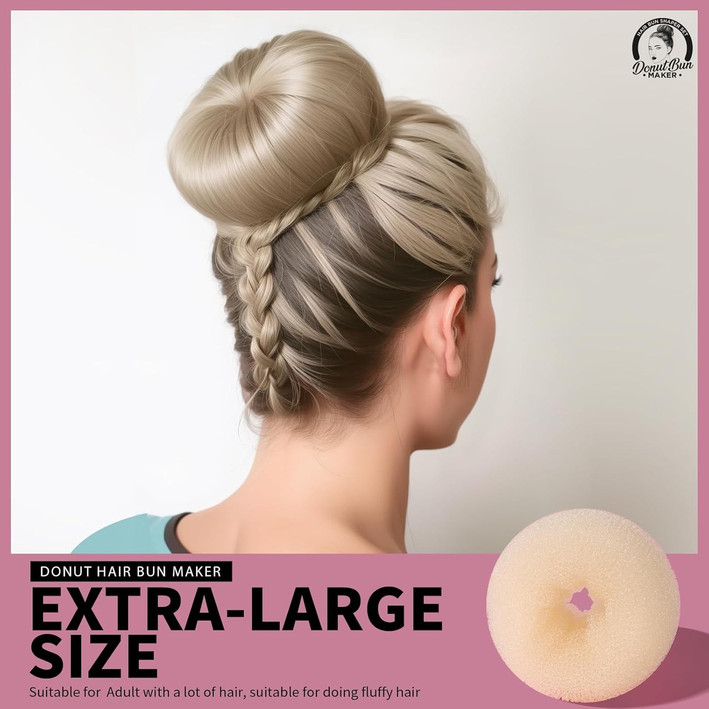 Teenitor Hair Bun Shaper Set with Extra-large, Large, Medium, Small Doughnuts Ring Stylers, 20pcs Blonde Large Bobby Pins