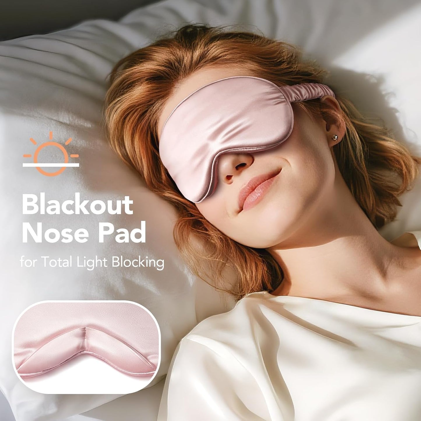 LitBear 100% Pure Silk Sleep Mask, 22 Momme 6A Mulberry Silk Fabric and Filling, Total Light Blocking Eye Mask Sleeping for Women, Men, Side Sleepers, Includes Travel Pouch and Scrunchie