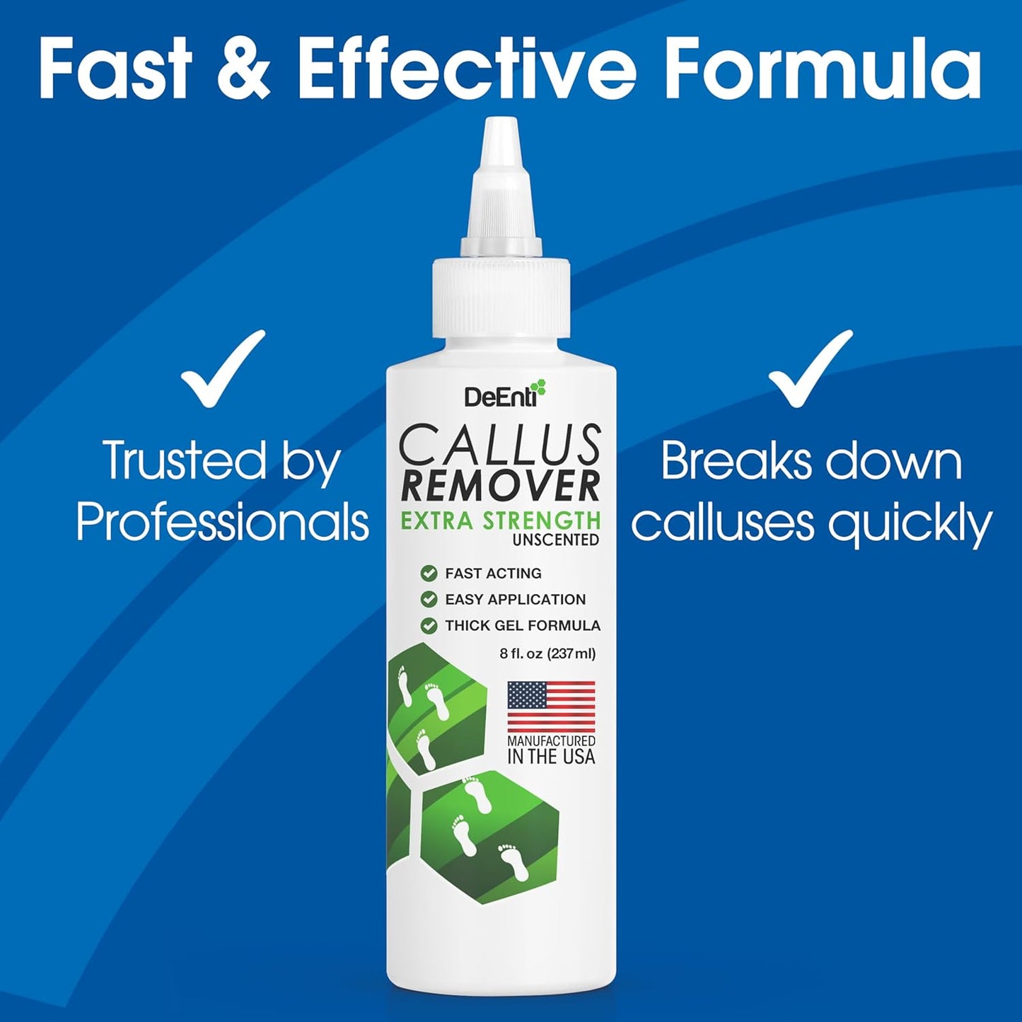 DeEnti Callus Remover for Feet, Extra Strength Foot Callus Remover Gel, 8oz Salon Grade Home Pedicure Supplies for Dry Skin, Cracked Heel, Professional Strength Foot Care, Unscented