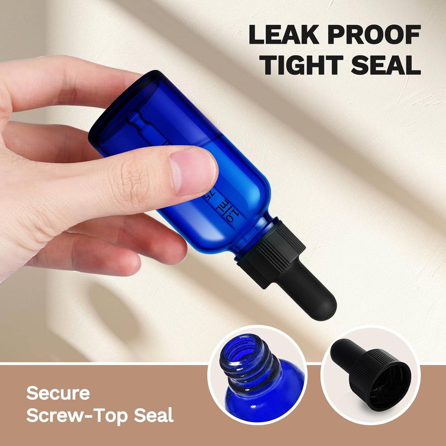 Bumobum Dropper Bottle, 1 oz Blue Glass Dropper Bottle with Measured Dropper, Empty Eye Tincture Bottles with Funnel & Labels for Essential Hair Oils Serums, 4 Pack