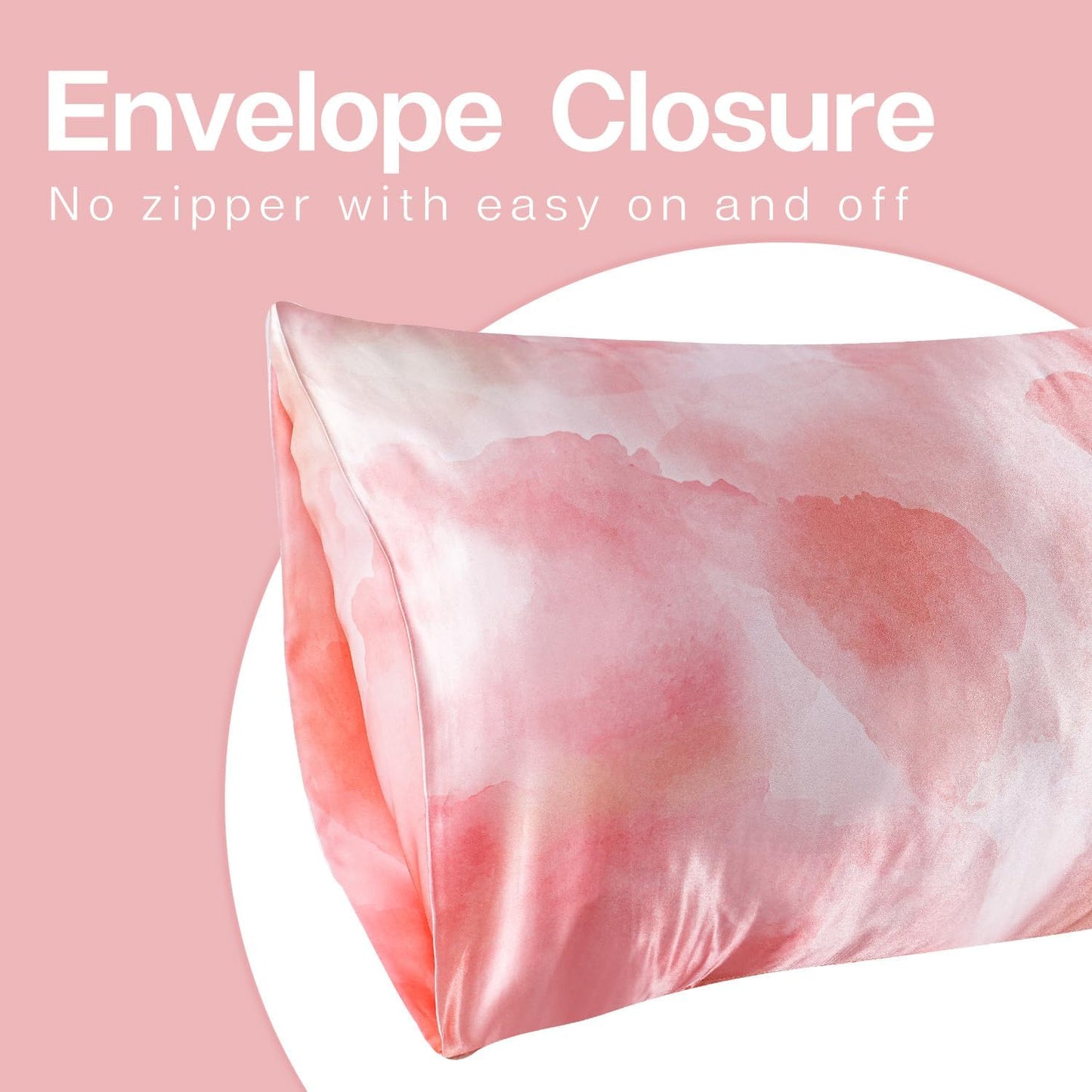 MR&HM Satin Pillowcase for Hair and Skin, Silk Satin Pillowcase 2 Pack, King Size Pillow Cases Set of 2, Silky Pillow Cover with Envelope Closure (20x36, Dream Pink)