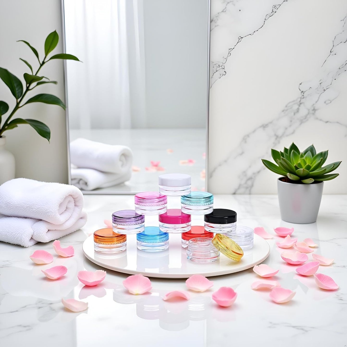 10 Pcs Multicolour Plastic Face Cream Jars Mini Lotion Containers Small Toiletries Pots Empty Refillable Makeup Container Travel Portable Cosmetic Jars for Beauty Products Refillable Containers