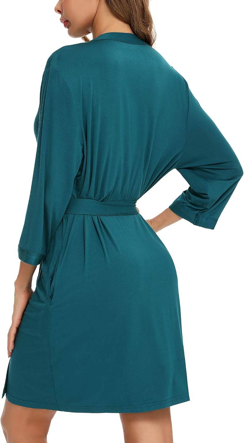 Samring Women's Lightweight Robe Soft Kimono Robes Short Bathrobe for Women Sleepwear