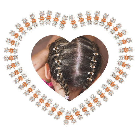 Glitter and Rhinestone Hair Accessories - Mini Claw Clips with No-Slip Grip and Metal Clamps, Assorted Colored Flower Designs for Girls and Women (Rose Gold-White Crystal)
