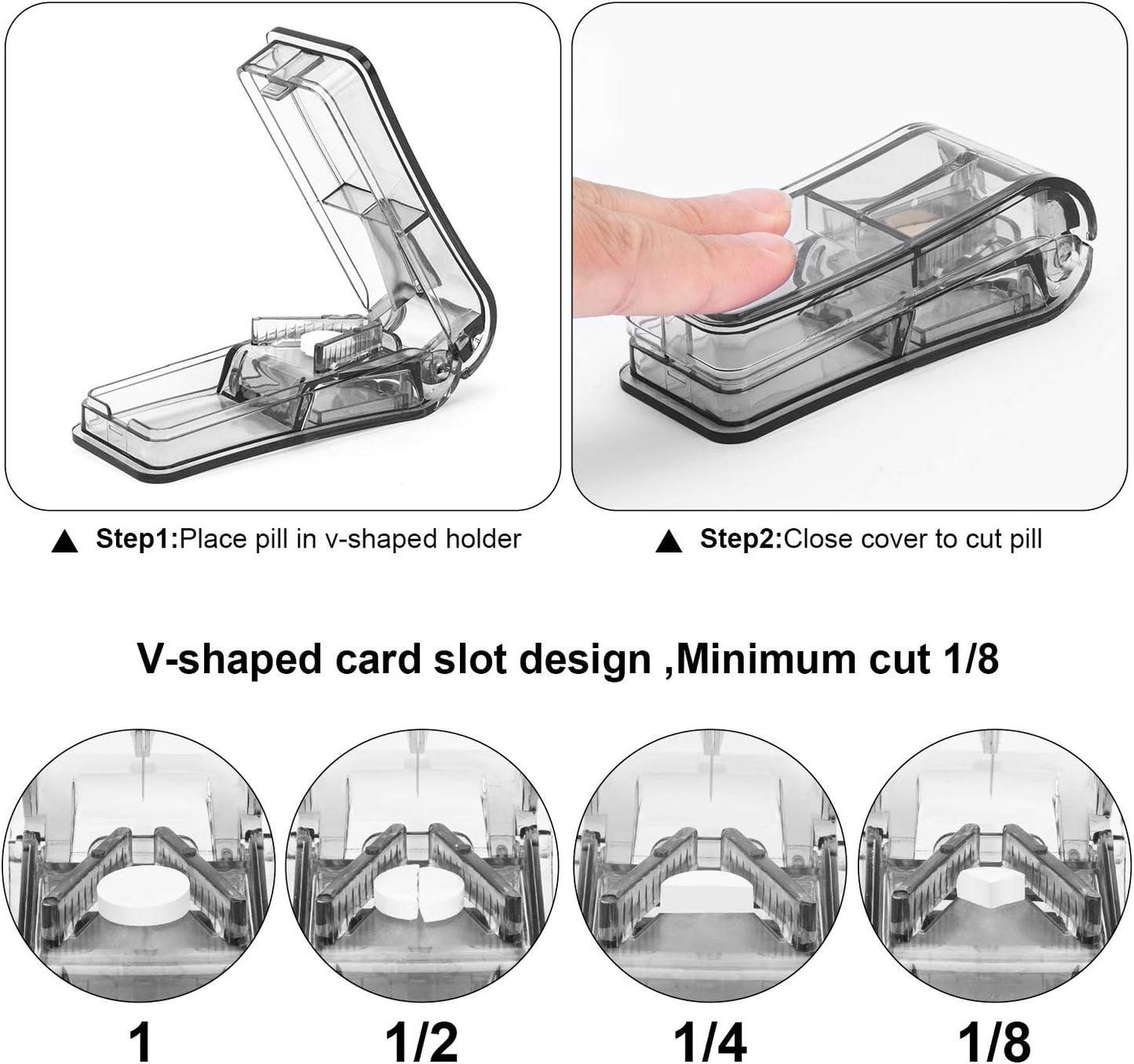 2PCS Pill Cutter, Professional Pill Splitter for Cutting Small Pills or Large Pills in Half
