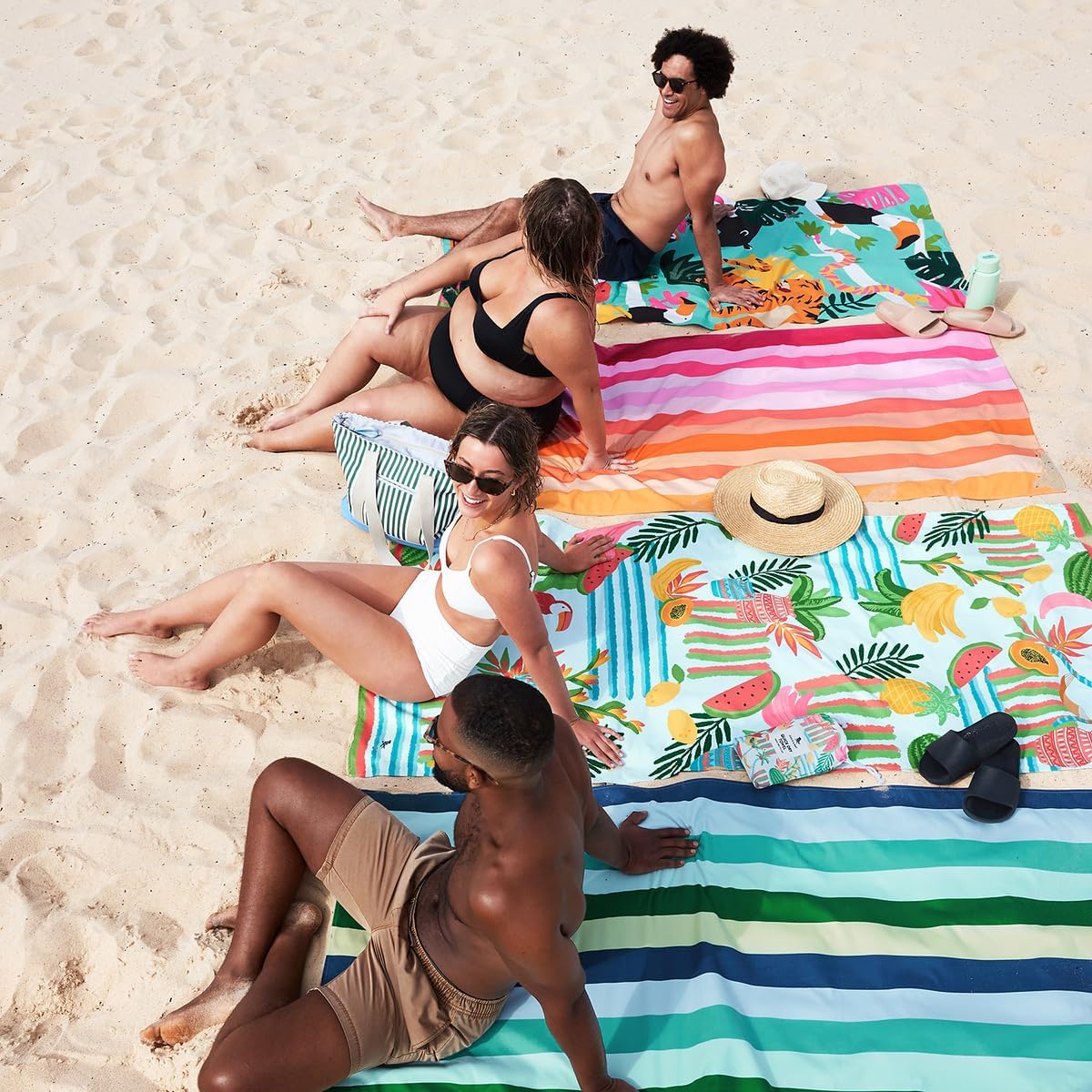 Dock & Bay Beach Towel - Quick Dry, Sand Free - Compact, Lightweight - 100% Recycled - Includes Bag - Havana Cabana - Set of 4 - Large (160x90cm, 63x35)