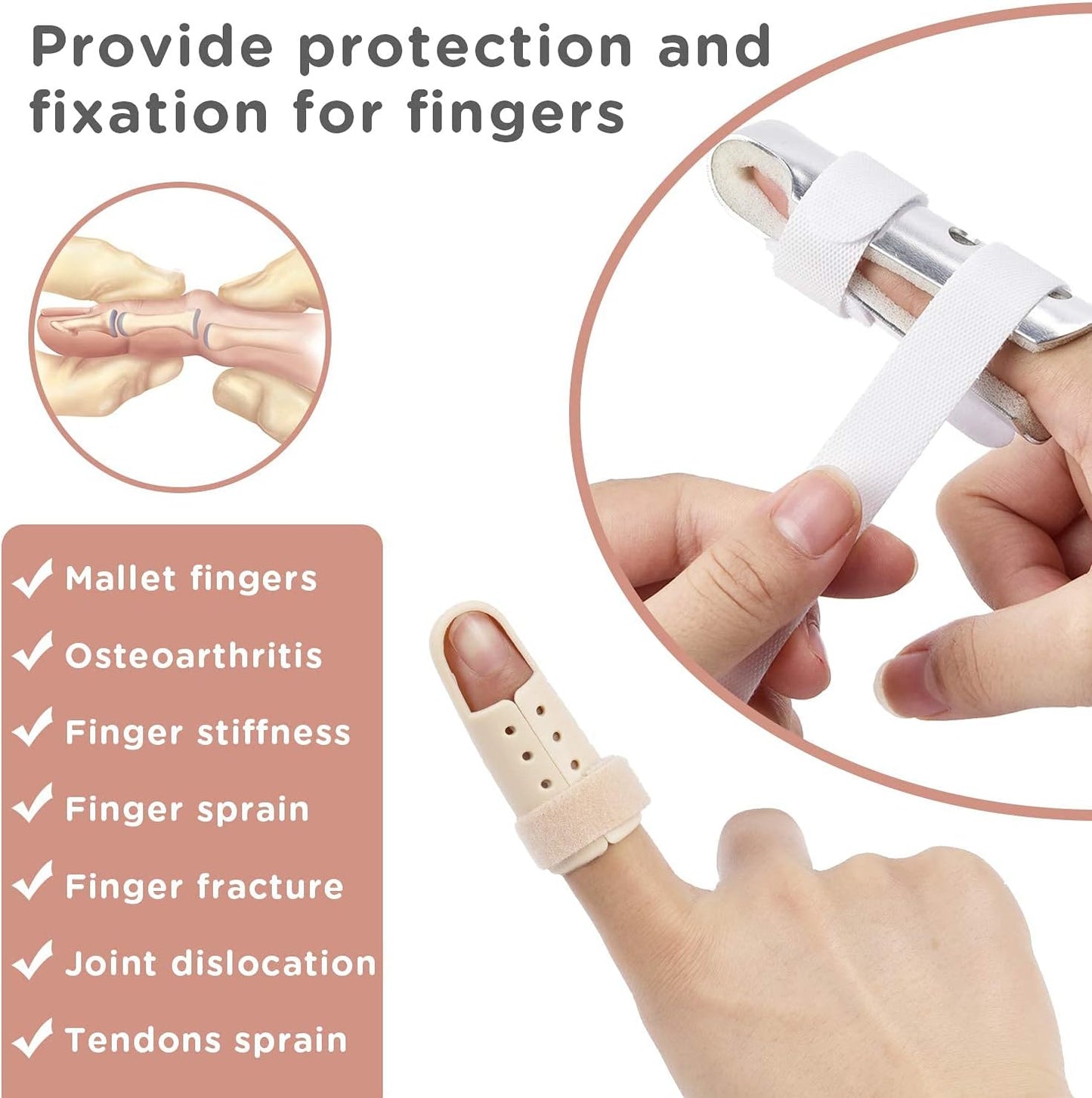 Sopito Finger Splint, 7PCS Finger Support Brace Finger Stabilizer for Broken Fingers Straightening Arthritis Knuckle Immobilization