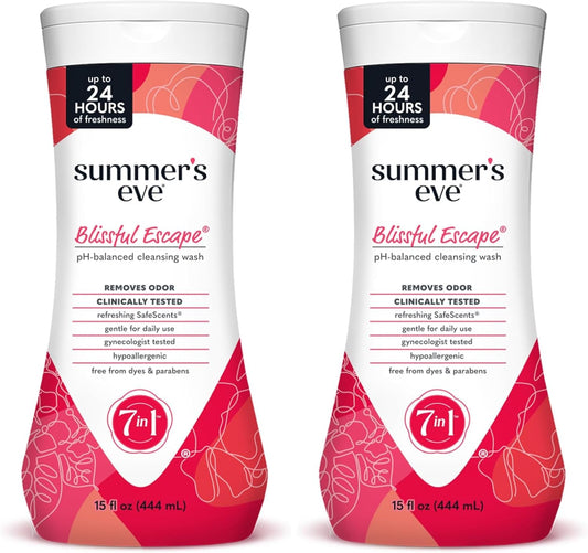 Summer's Eve Blissful Escape Daily Refreshing All Over Feminine Body Wash, Removes Odor, Feminine Wash pH Balanced, 15 fl oz (Pack of 2)
