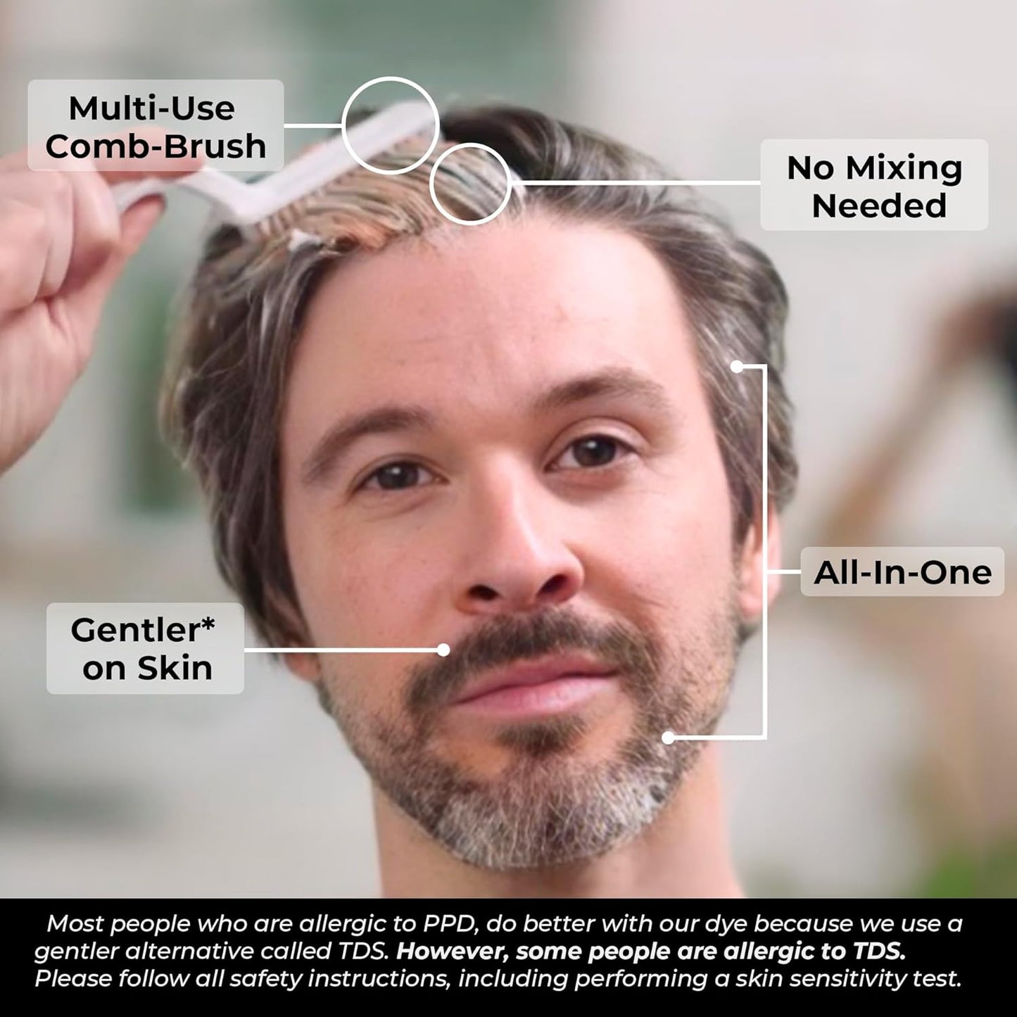 Simpler Hair Color for Men Kit for Full Gray Coverage - Light Brown Men’s Hair Dye - Easy Hair or Beard Dye for 100% Gray Coverage - Ammonia Free Hair Color, Beard Coloring for Men