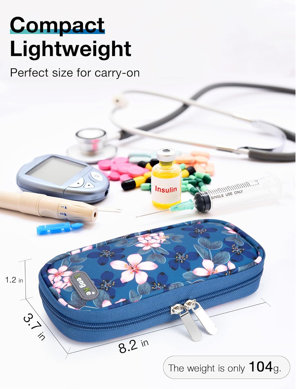 Insulin Cooler Travel Case - TSA Approved for Insulin Pen and Supplies, Medication Cooler for Daily Life (Magnolia)