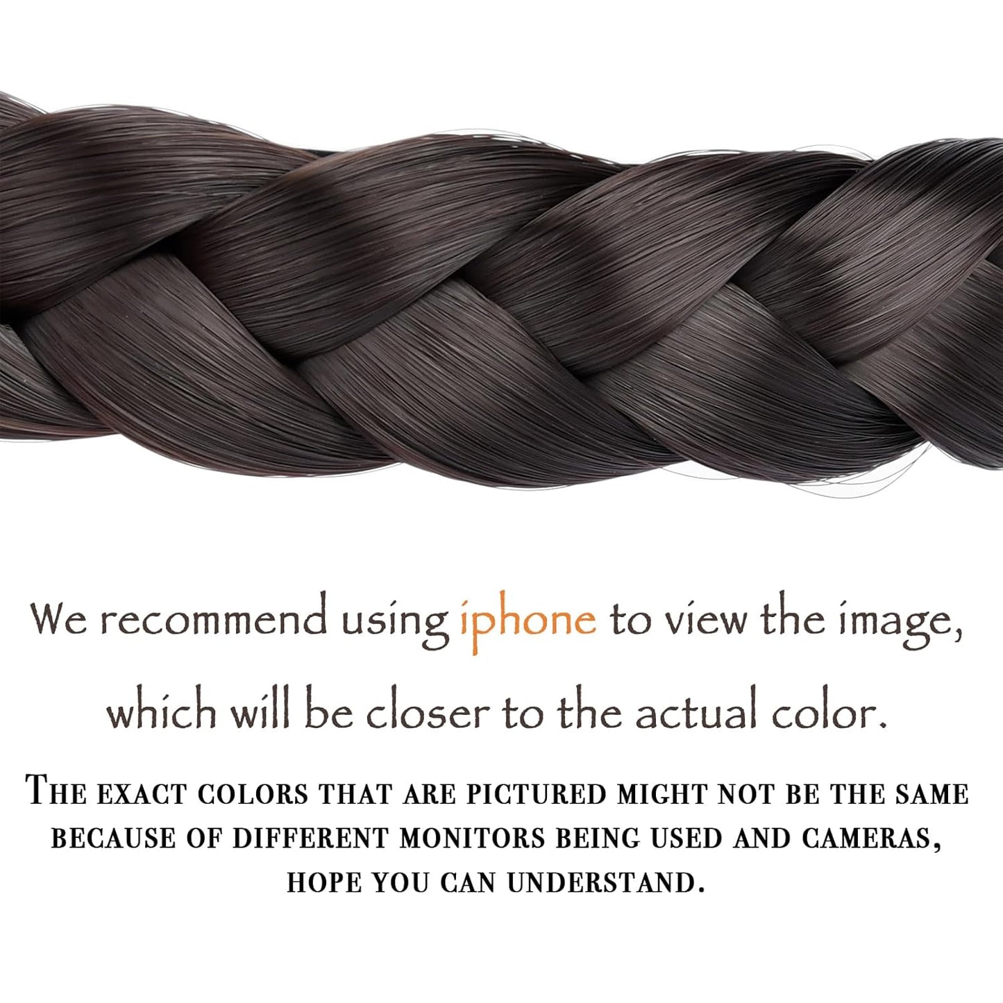 DIGUAN Width 0.9 inches Synthetic Hair Plaited Headband Braid With Teeth Hair Band Accessories for Women Girl (Dark Brunette)