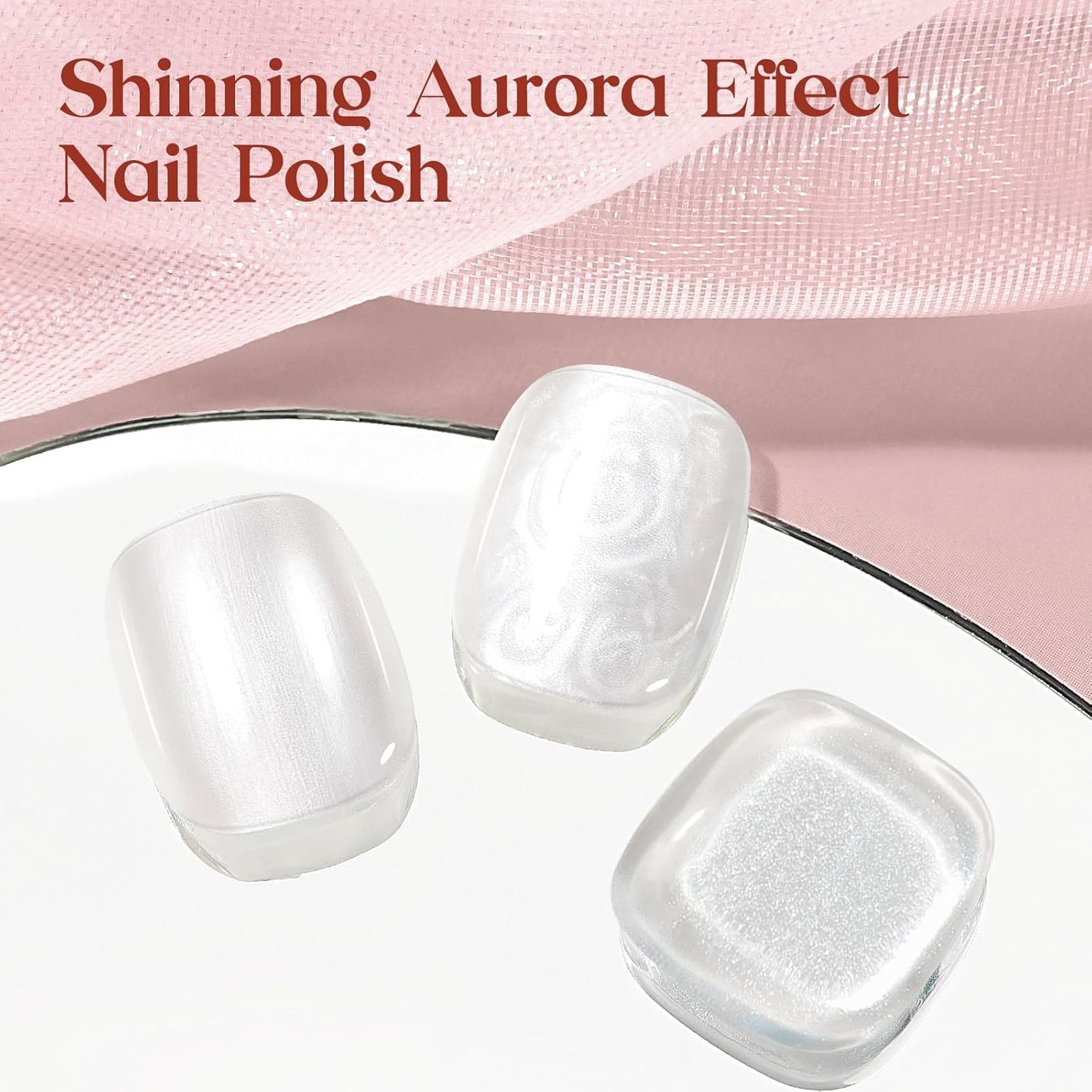 MIZHSE Mermaid Pearl Nail Polish: 15ml Aurora Milky White Effect, Glossy Long Lasting, DIY Nail Gift Spree