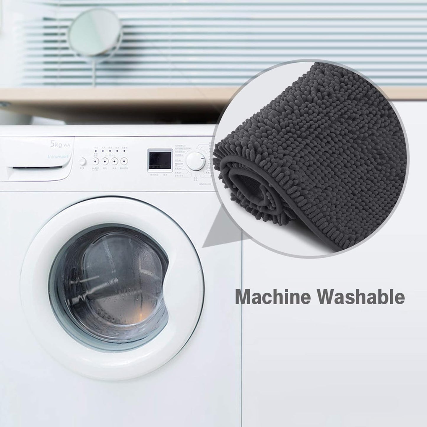 Chenille Bath Mats, Plush Absorbent Bath Mats Quick Dry, Soft & Machine Washable, Non Slip Carpet For Bathroom, Thick Bathroom Rugs, Shower Restroom Rug Mat, Alfombras De Baño, Bathrugs Matts, 59"x21"