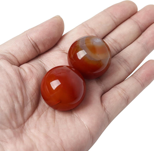 Hand Exercise Balls 30mm for Women - Set of 2 Natural Crystal Stone Spheres - Finger Joint Relief & Stress Relax, Perfect Size for Women's Hands, Red Agate