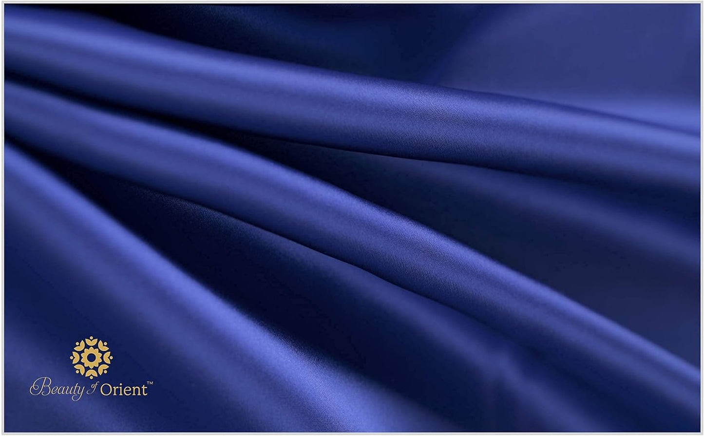 25 Momme Premium Mulberry Silk Pillowcase for Hair and Skin | Handcrafted Hypoallergenic & Anti-Acne Silk Pillow Cases with Zipper | King - 20" x 36", Royal Navy